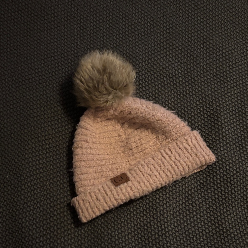Cozy Pink Knit Pom-Pom Beanie